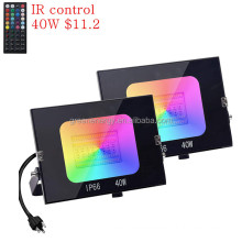 5 years IP66 Waterproof 40W RGB LED Flood Light stand With IR Remote Control 44 key smart fixture brightness dimming memory